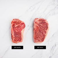 SRF Black NY Strip Steak compared to SRF Gold Strip Steak 