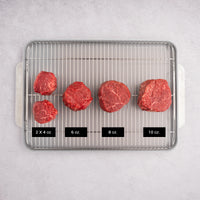 filet mignon size comparison on rack |lifestyle