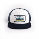 Trucker hat with a logo on a white background