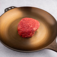 SRF Gold® filet mignon steak in cast iron skillet 