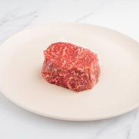 SRF Gold® ribeye filet 8 oz raw on plate 