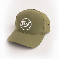 SRF Green athletic hat on white background 