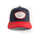 Navy and red cap with 'Pioneers of American Wagyu' logo on a white background