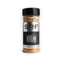 Jar of Signature Steak Seasoning with SRF branding on a white background