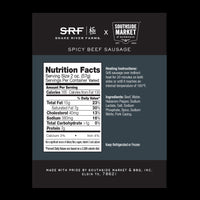 nutritional facts and spicy beef sausage package