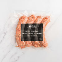 Uncured bacon bratwurst package