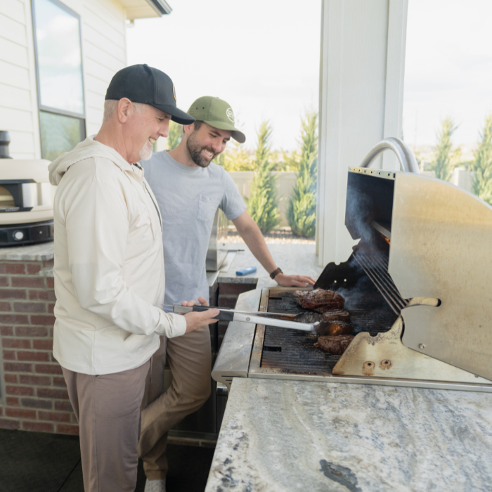 Father's Day gift boxes and grilled steaks