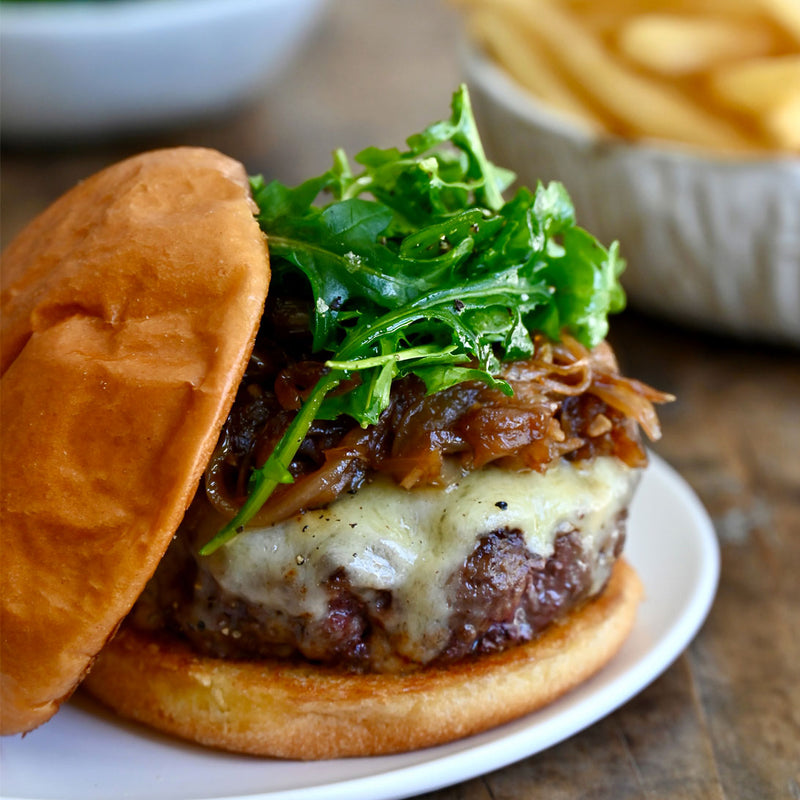 French Onion Pioneer Cheese Burgers