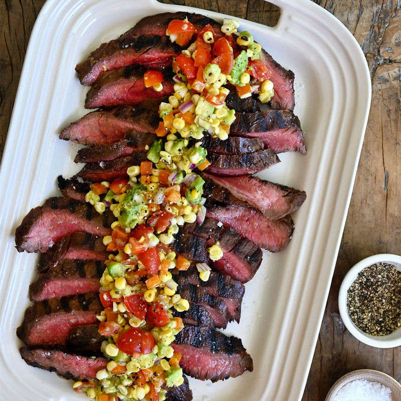 Grilled Flank Steak with Confetti Corn